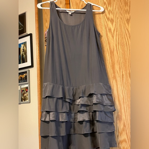 $129 Gorgeous Garnet Hill layered ruffle shift dress in washable 100% silk  2 4 - Picture 2 of 10